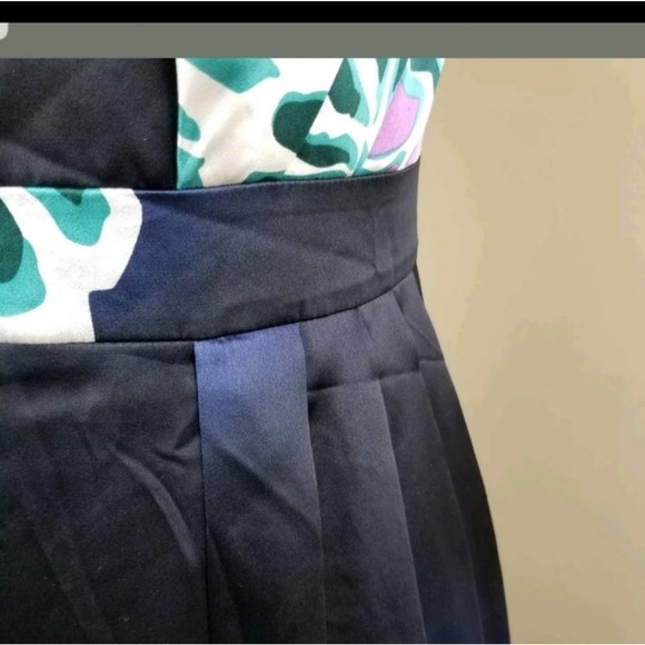 TIBI Anthropologie  Sz 2 Silk Dress Strapless Blue Teal Purple Floral - Picture 6 of 10
